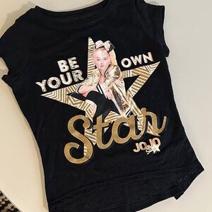 Nickelodeon JoJo Siwa Be Your Own Star  Metallic Graphic Black Gold Star Tee